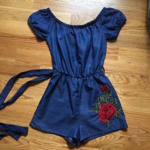 Dark Blue Jean Romper